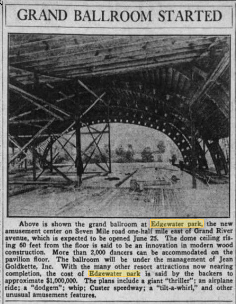 Edgewater Park Ballroom - Ballroom Article June 19 1927